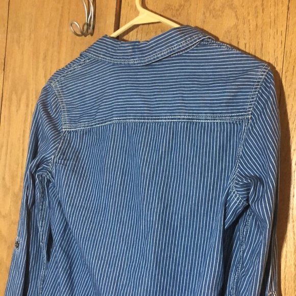 Seven for all mankind denim button down long sleeve blouse size small - Picture 7 of 8